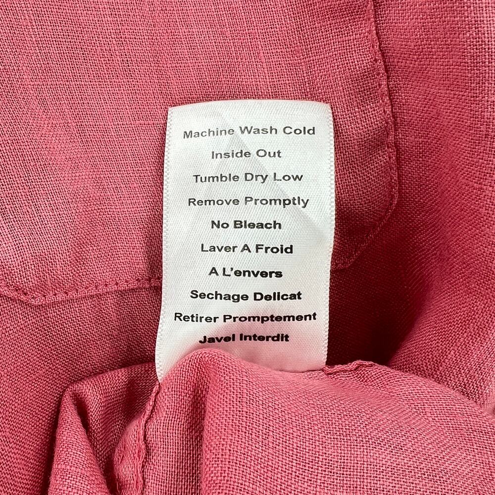 GRAYSON The Hero Button Up Shirt Womens Medium Coral Pink Linen Long Sleeve - Picture 9 of 12